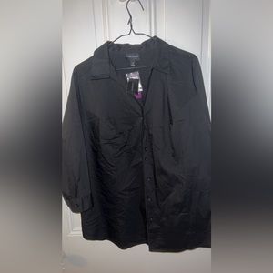 Lane Bryant- 3 Quarter Sleeve Black Button Up Blouse Size 18